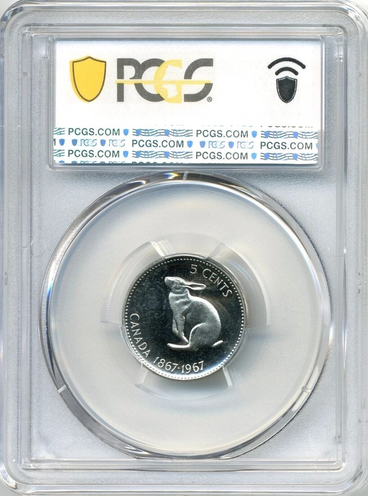1967 Canada 5 Cent MINT ERROR, 150° CW Rotated Dies - PCGS PROOF-LIKE 65