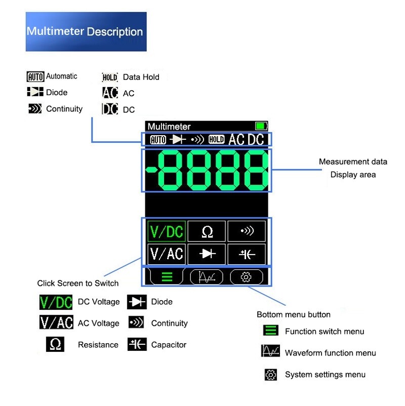 Thermal Imager Multimeter 2 In1 24*32 Digital Touch Screen Voltmeter USB Interf