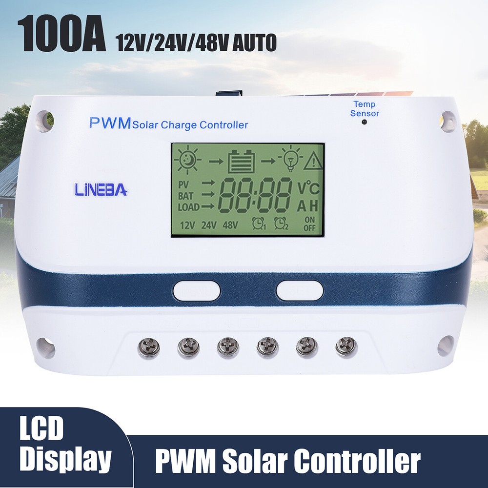 30A-100A PWM Solar Panel Regulator Charge Controller 12V/24V Auto Focus Tracking