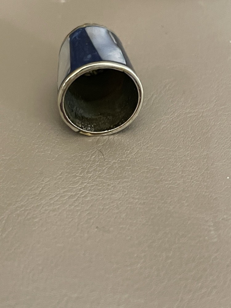Vintage Sterling & Enamel Thimble (blue & white) (W19)