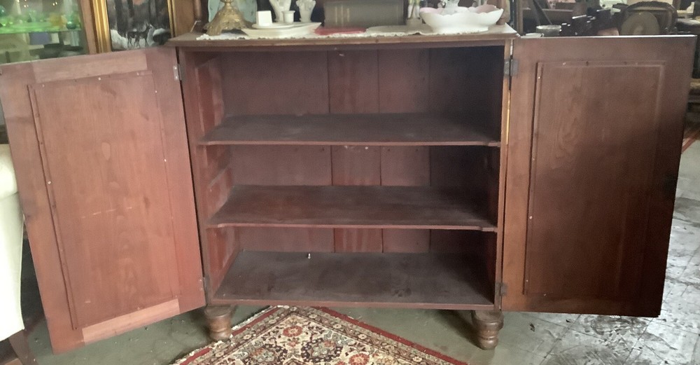 Antique Cottage VICTORIAN CARVED WALNUT Cupboard