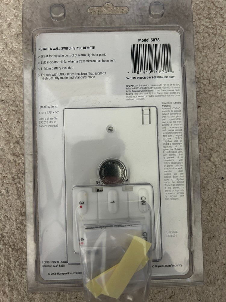 Honeywell 5878 Wireless Wall Transmitter Wireless NOS