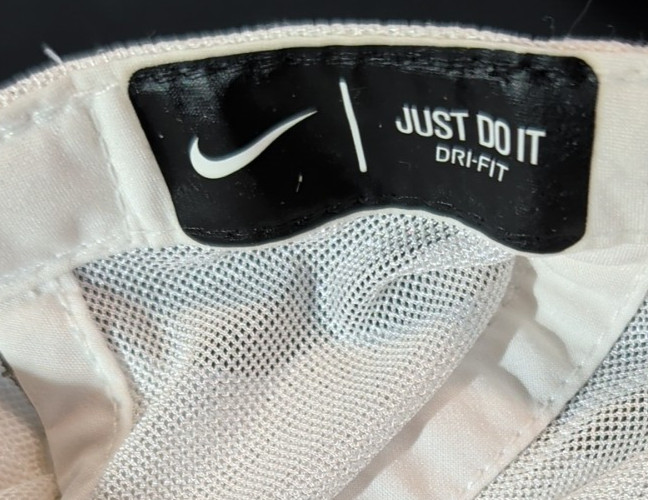 Nike Dri-Fit Featherlight 7 Panel Hat Cap White Adjustable Strap Running Tennis