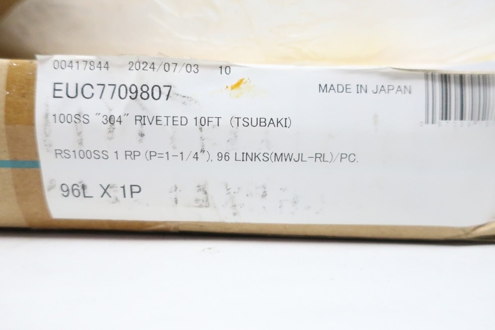 Tsubaki 100SS Single Roller Chain 10ft