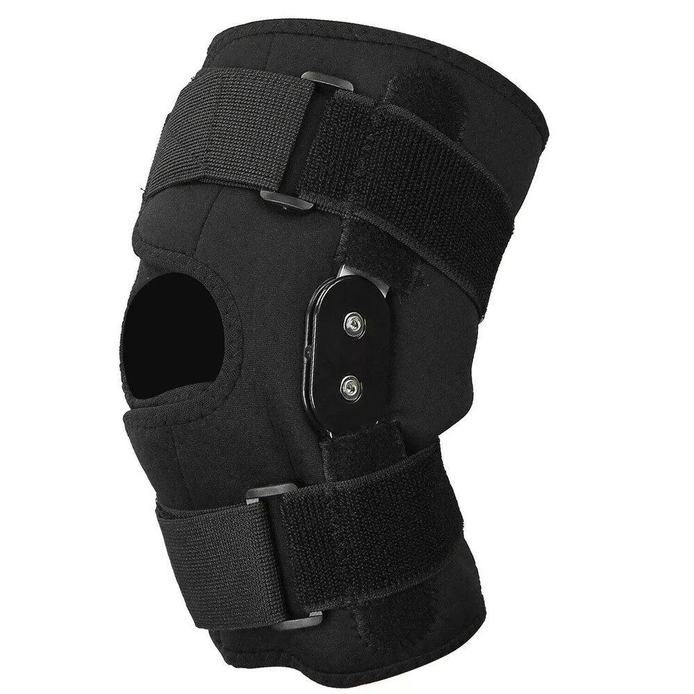 Knee Brace Compression Sleeve Hinged Joint Support Open Patella Stabilizer Wrap