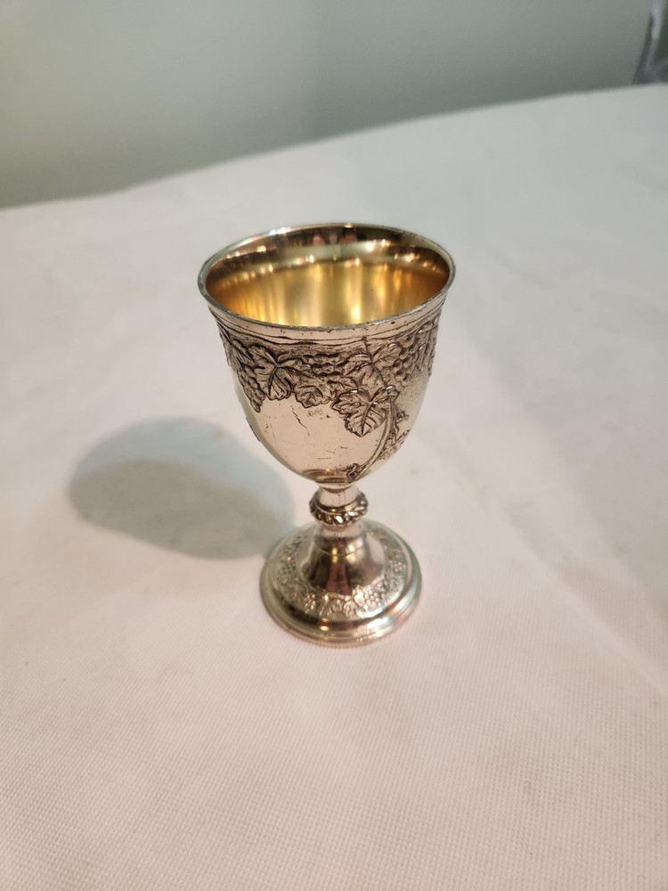 vintage Corbell & Co. silver-plated mini cordial goblet  grape vine pattern.