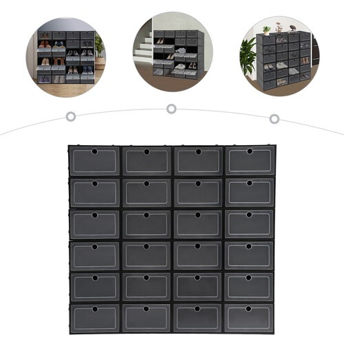 24 Pack Shoe Storage Boxes, Stackable Shoe Boxes, Shoe Storage Organizer NEW