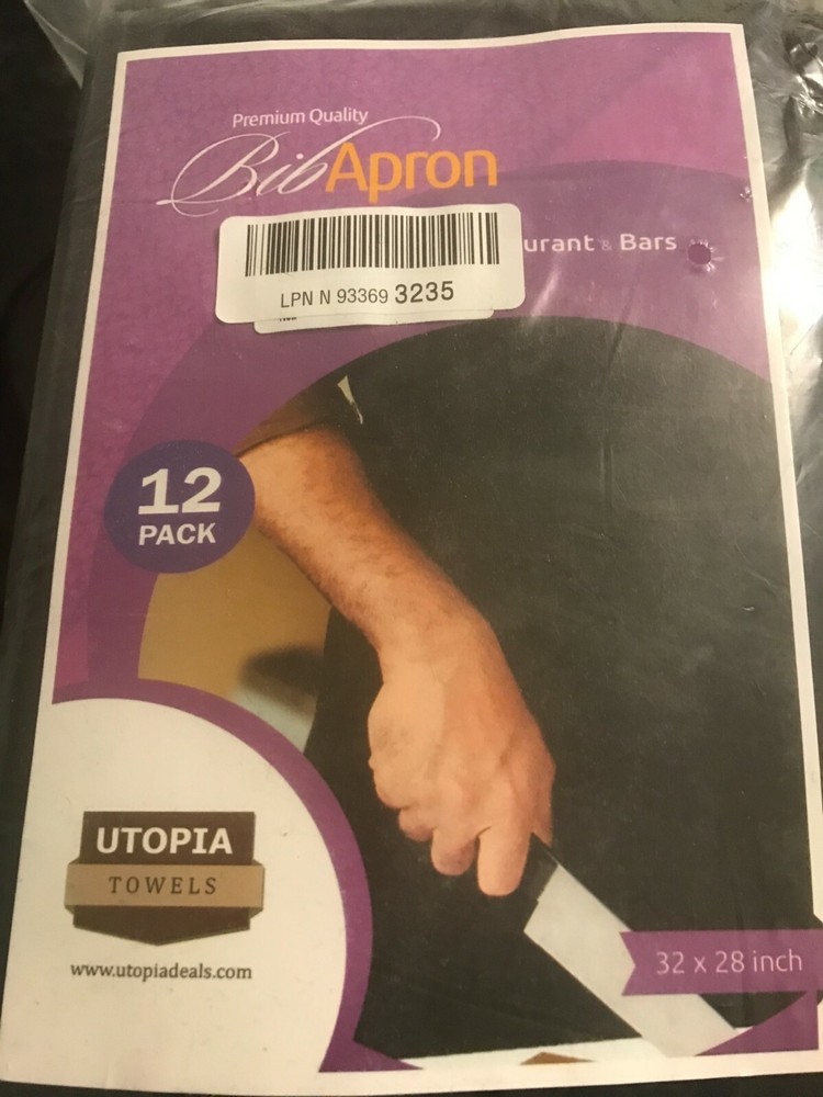 Bib Aprons NEW in package - Black 32"x28" - 12 Pack