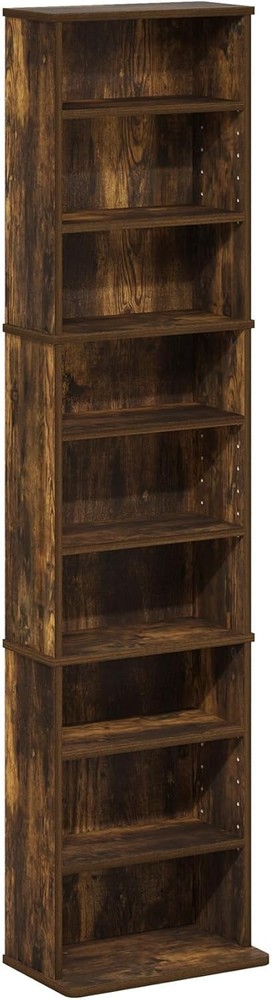 9-Shelf Media Storage Tower Rack Adjustable Shelves DVD CD Organizer