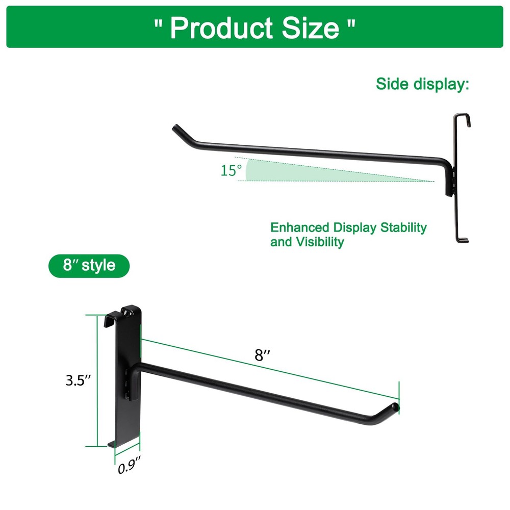 40 PCS 8 Inch Gridwall Hooks Grid Panel Hanging Retail Organization Black