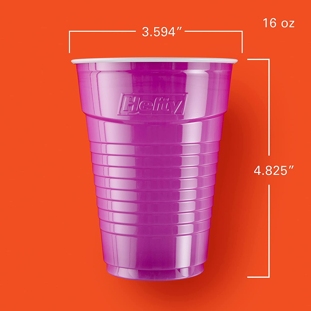 Party on Disposable Plastic Cups, Assorted, 16 Ounce, 100 Count