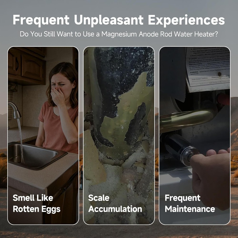 RV Water Heater 6 Gallon Tank Propane Gas & Electric with Powered Anode Rod