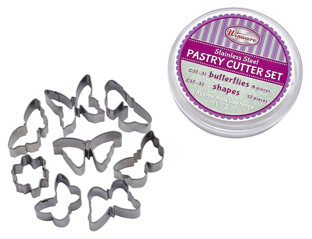 Cookie Cutter Set, Butterflies, 8pcs, S/S (12 Set)