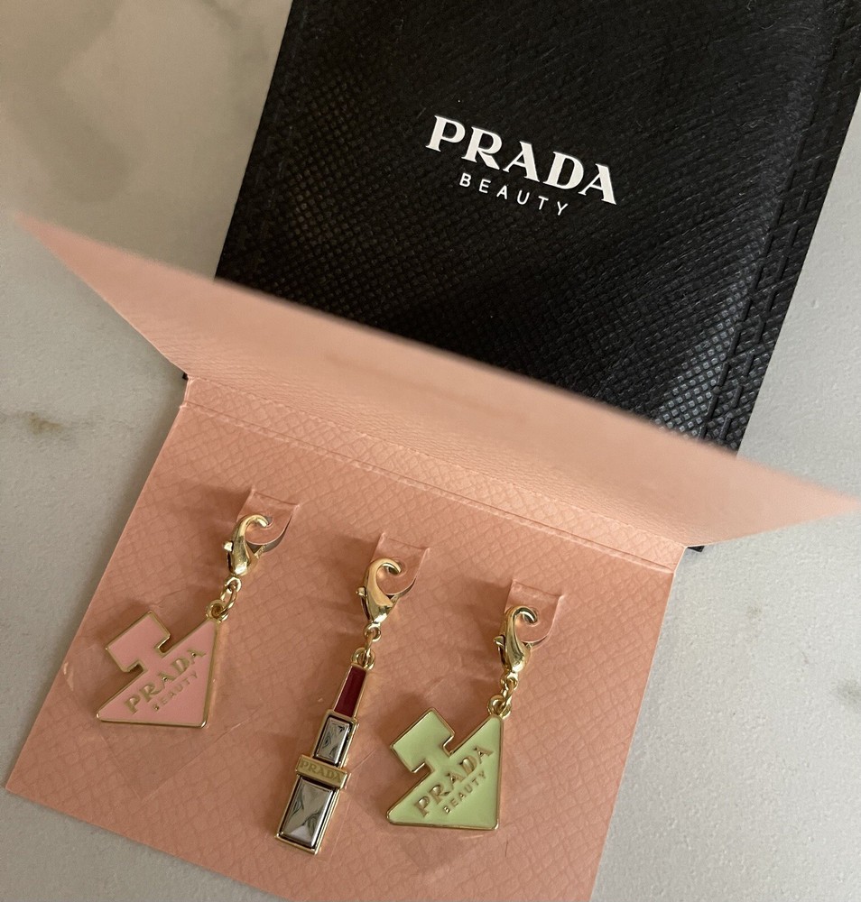 Prada Charm 3 Set Original Pradoxe Bottle Lip Customer Novelty Zip Pull Keychain