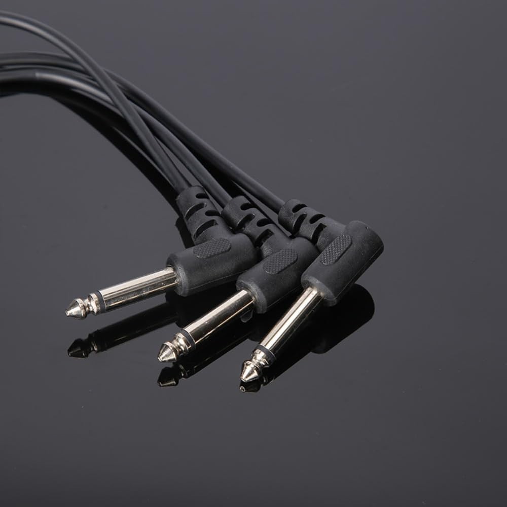 3 or 6 Pack 6 Inch Guitar Patch Cables, 1/4 Inch TS Right Angle Flat Patch Cable