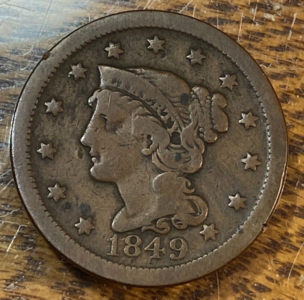 1849 Large Cent Nice Original Brown Fine+ CHRC