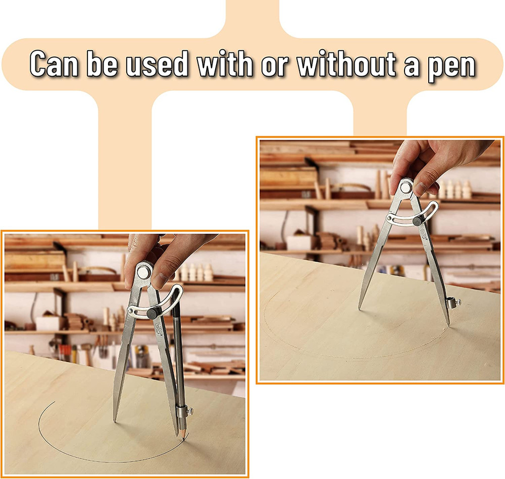 - Professional Compass for Woodworking, 8 Inch Compass with Wing
