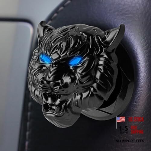 Car Push to Start Button Cover, Universal Car Engine Ignition Tiger Head Black