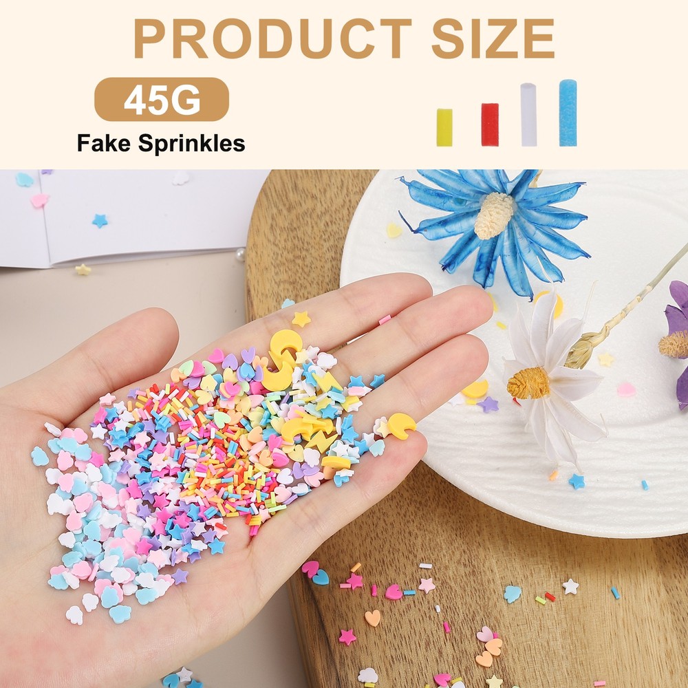 Fake Sprinkles, 9 Set Long-Style Granules, Multicolored