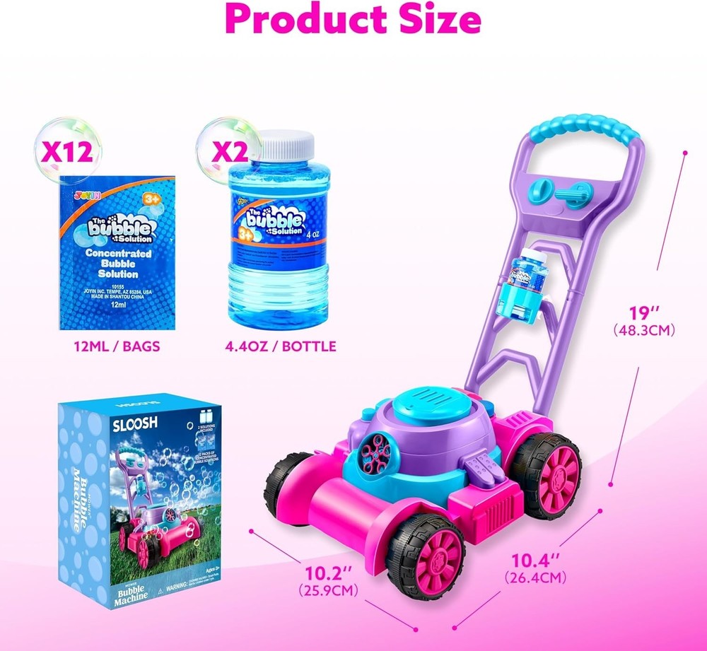 Quality Bubble Blowing Lawn Mower - Kid-Friendly Pink Design