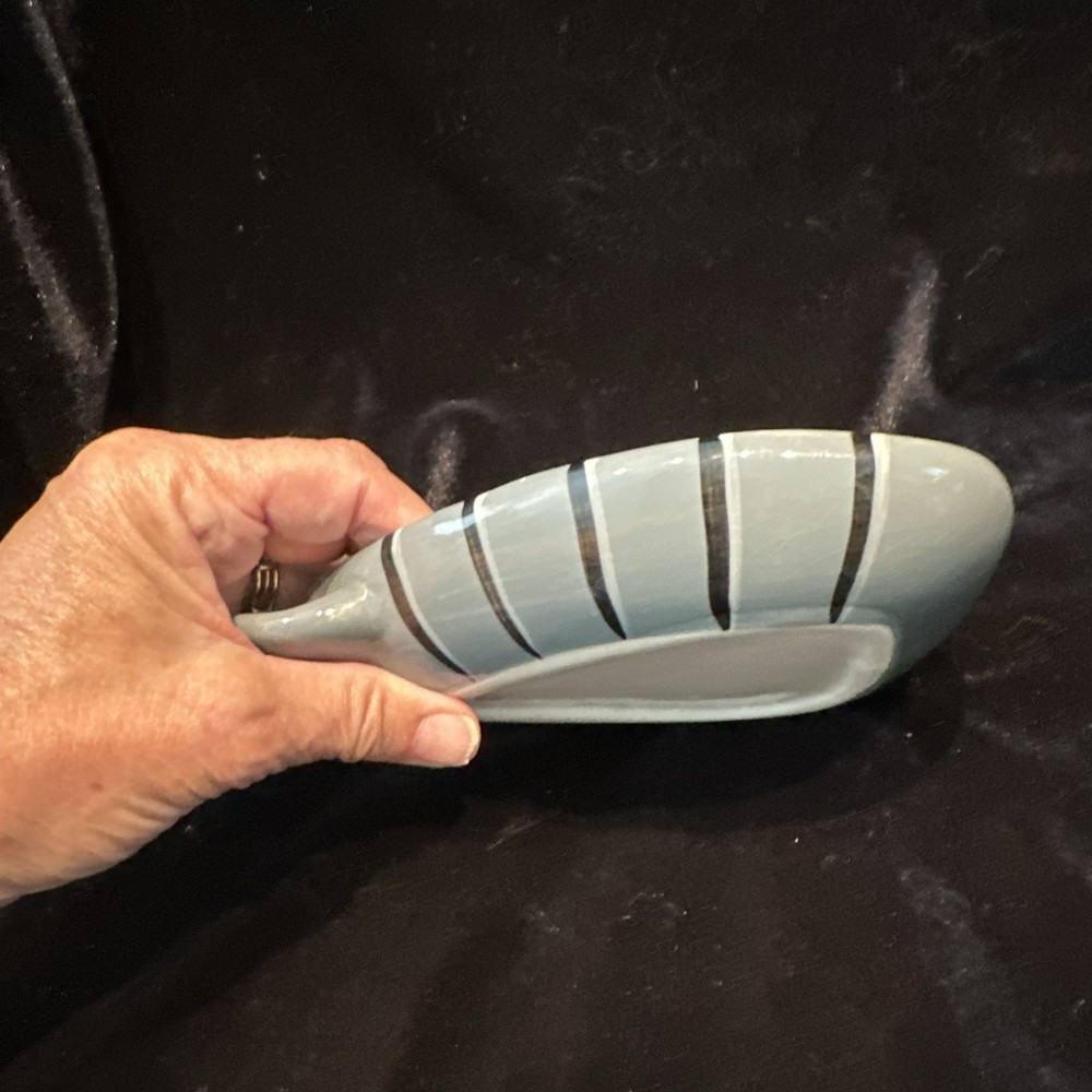 Gray Stripe Ceramic Cat Candy Dish