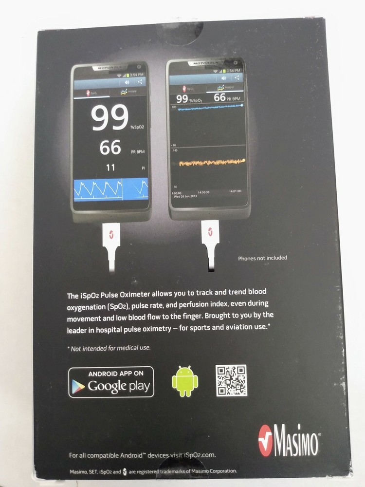 iSpO2 Pulse Oximeter w Lightning Connector for Android Device - Large Sensor