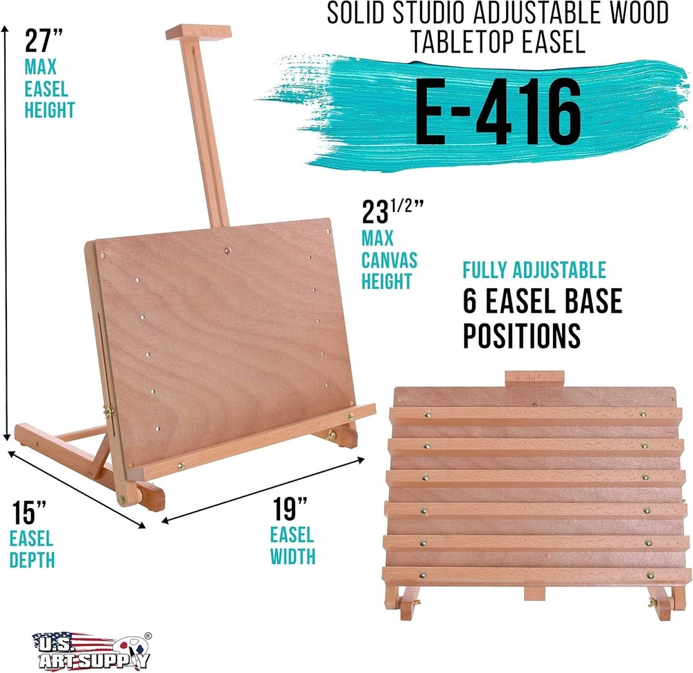Cancun Solid Beechwood Tabletop Easel - Adjustable & Portable Art Studio