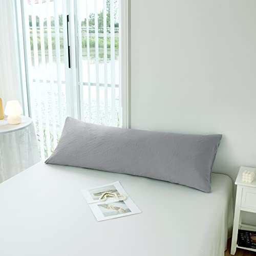 Super Soft Pillowcase - Washed Microfiber Lightweight Body (20" x 54") Gray