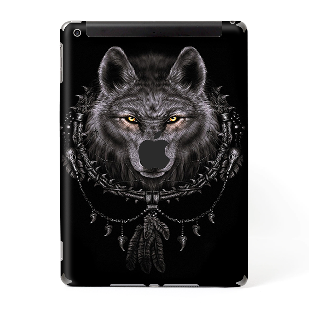 Skins Decal Wrap for Apple iPad 9.7 2017 Wolf dreamcatcher back white