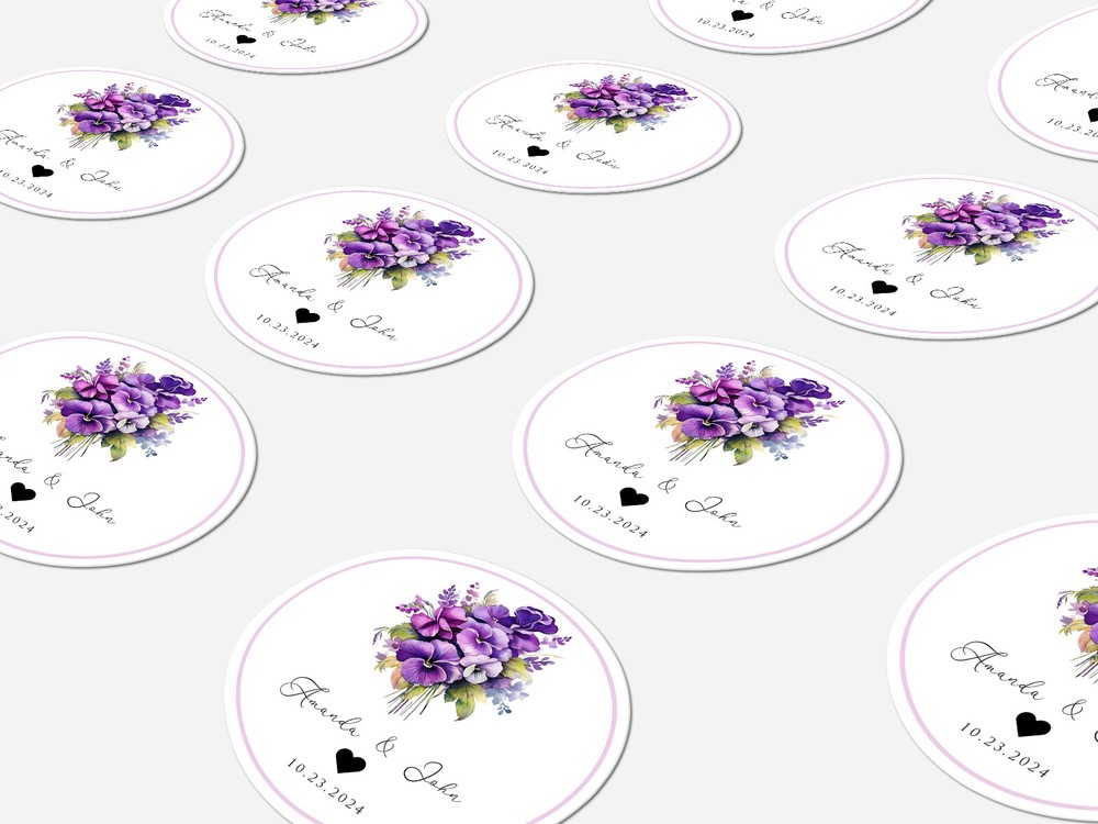 Personalised wedding round sticker labels, custom stickers
