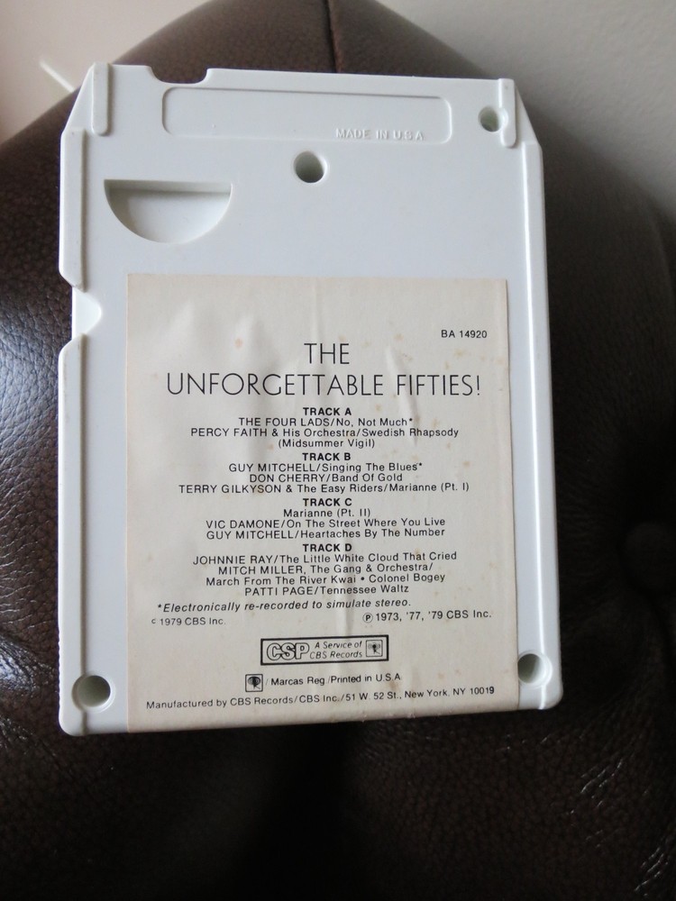 THE UNFORGETTABLE FIFTIES! 8 TRACK - UNTESTED