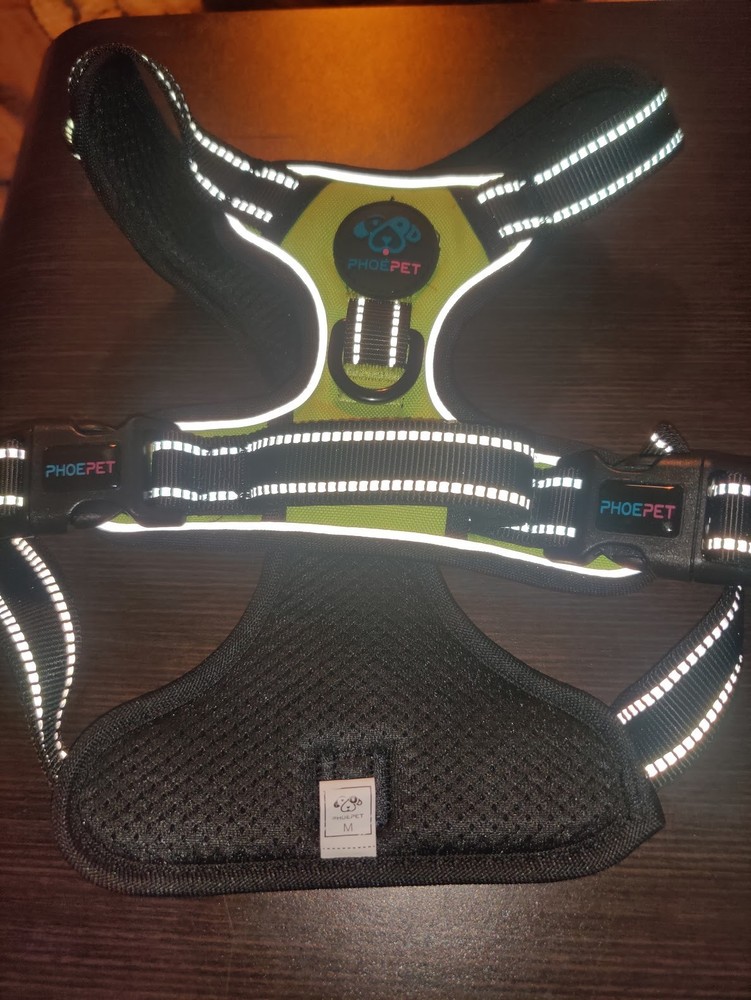 PHOEPET No Pull Dog Harness * M * GREEN * Reflective Adjustable Vest * NEW *