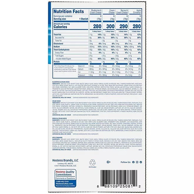 Hostess Variety Pack Danish, 2.75 oz. (24 Count)