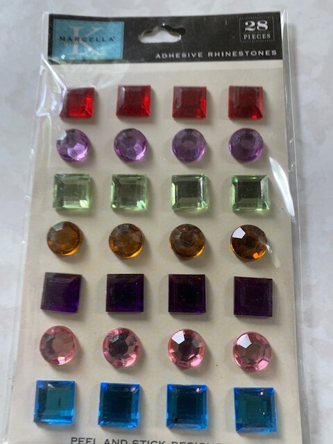 MARCELLA ADHESIVE RHINESTONES DECORATIVE DESIGNS LARGE MULTI-COLOR-SHAPE 28PCS
