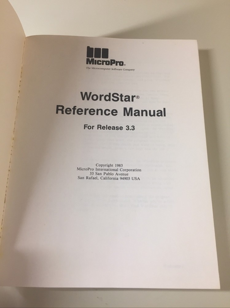 Vintage 1983 KAYPRO WORDSTAR Software Manual (NO DISK)