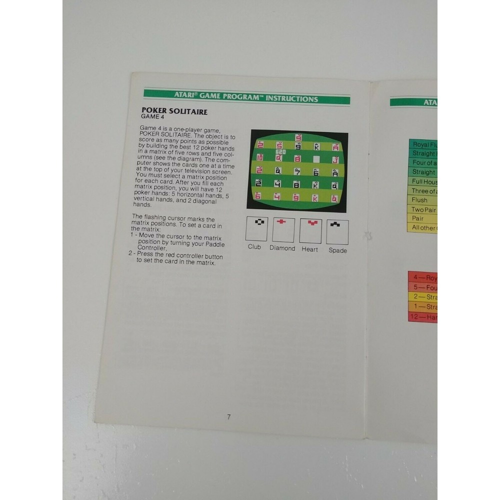 Atari 2600 Casino Instructions Manual