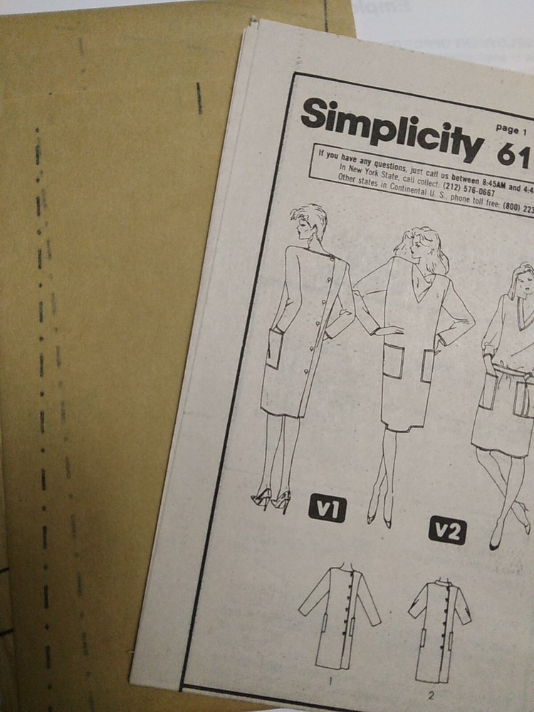 Dress Pullover Modest 12 Simplicity 6105 Sewing Pattern UC Button Back Hardwick