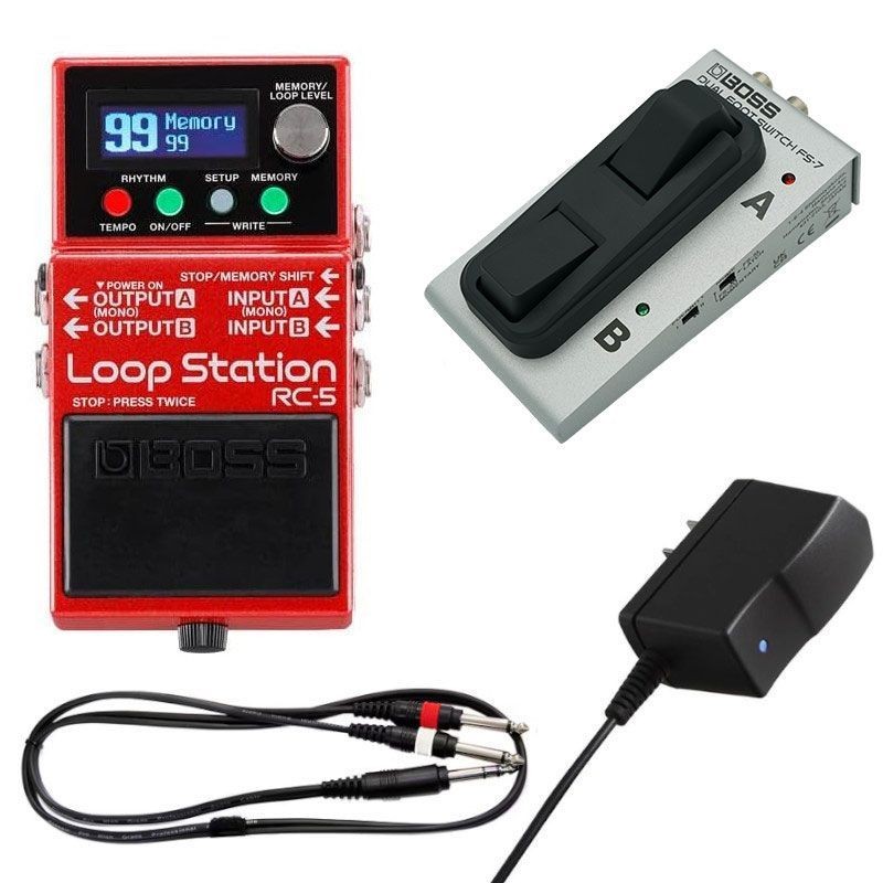 BOSS RC-5 Loop Station + FS-7 Foot Switch + PSA100S2 Adapter Set