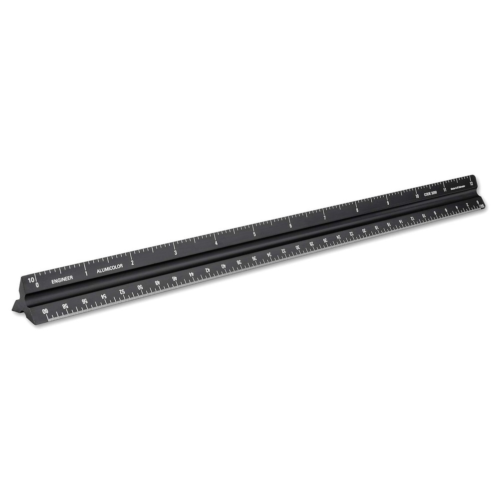 Alumicolor Aluminum Architect Solid Drafting Scale, 12IN, Black 12 Inch