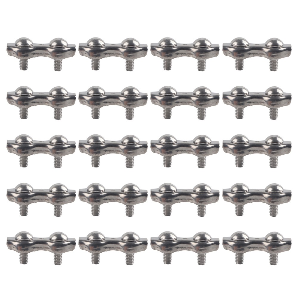 20Pcs M2 Wire Rope Clip StainlessSteel Cable Clamp Caliper Duplex Locking Device
