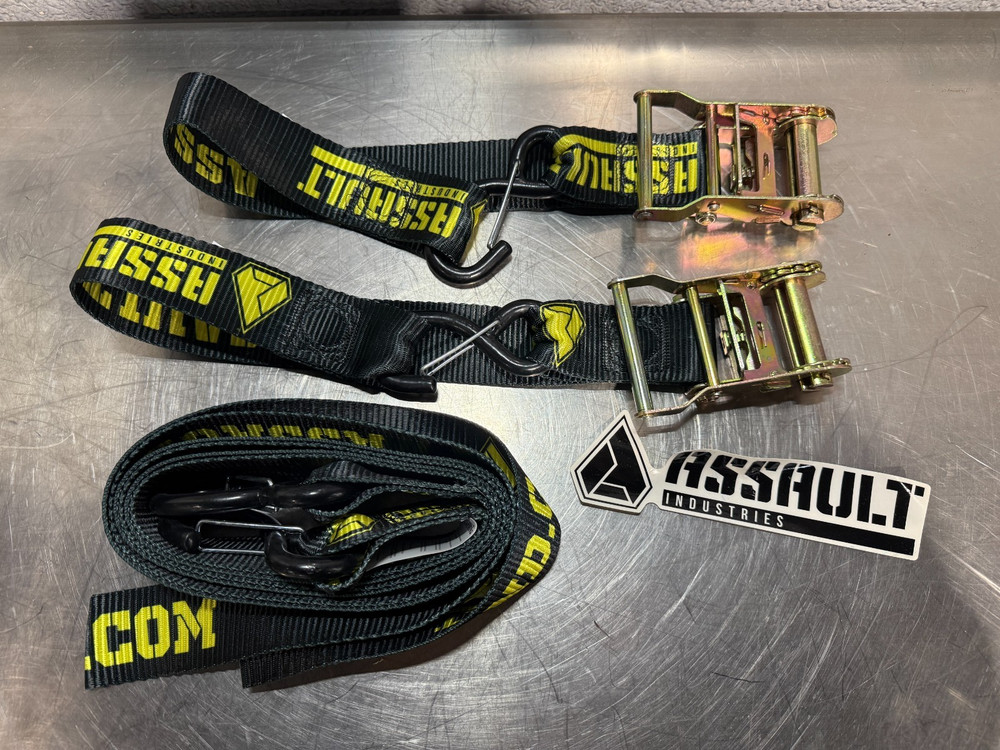 ASSAULT INDUSTRIES RUGGED TIE-DOWN STRAPS 1000lbs 6'x2" PAIR