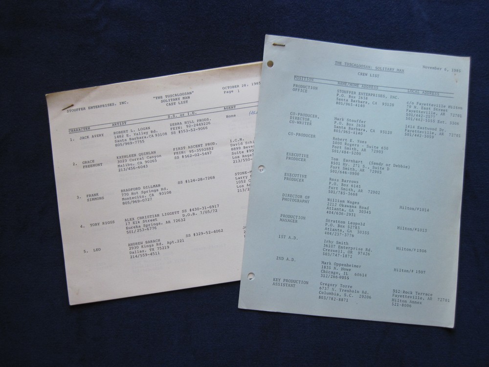ORIGINAL FILM SCRIPT for MAN OUTSIDE - BRADFORD DILLMAN'S Copy with His Notes