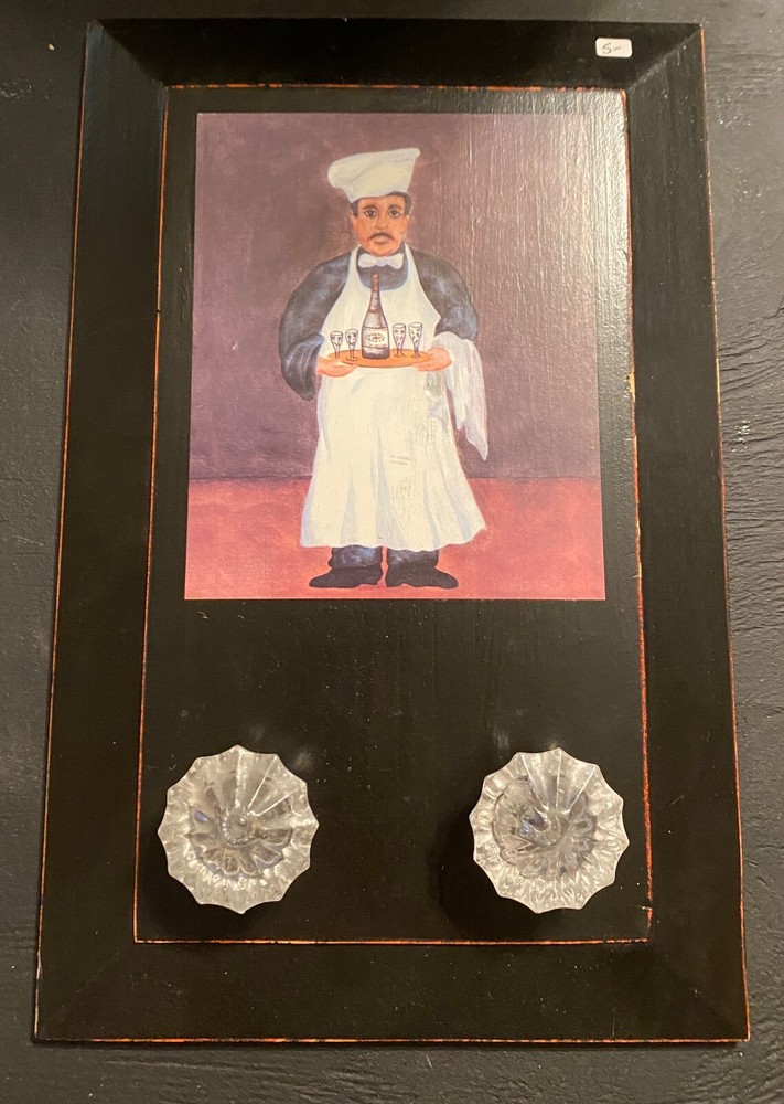 14 X 9" Chef Waiter Decorative Wall Hanging With 2 Apron Knobs