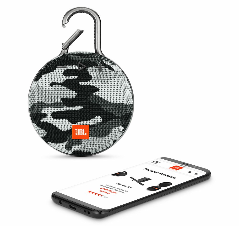 JBL Clip 3 Black Camo Portable Bluetooth Speaker (Open Box)
