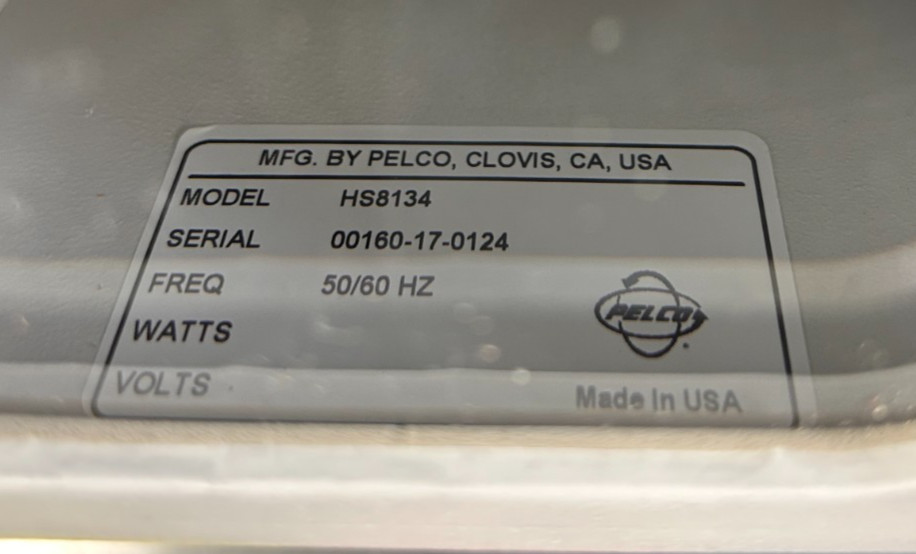 Pelco HS8134 High Security, Steel, Ceiling Mount Camera Enclosure