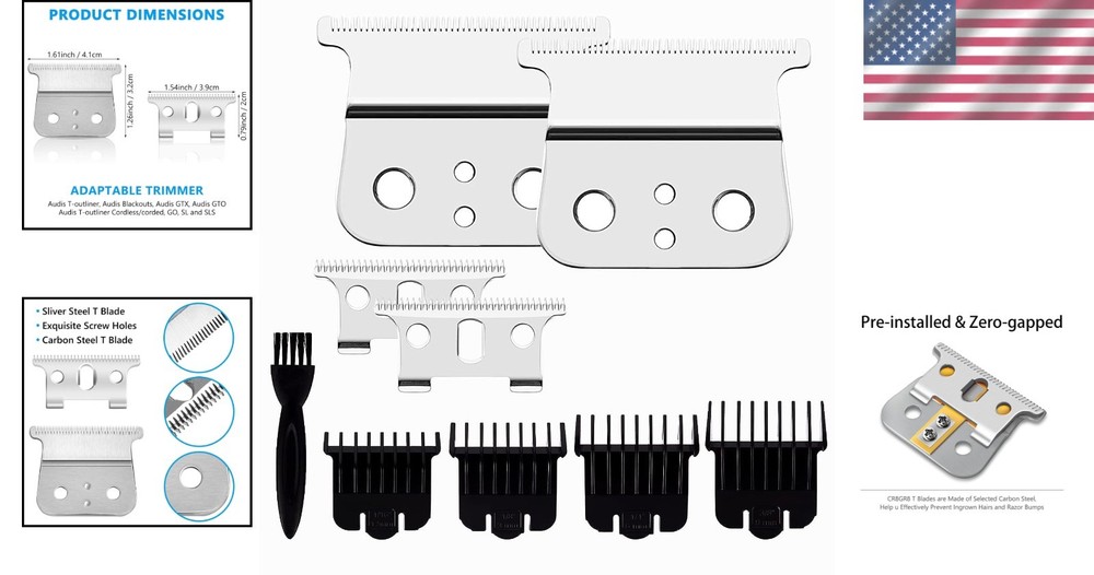 2 Pack Professional Barber-Grade T-Blade Replacement Compatible with Andis T-...