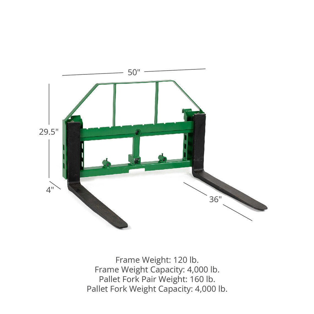 Titan Pallet Fork Attachment, 36" Fork Blades, 4,000 LB Capacity