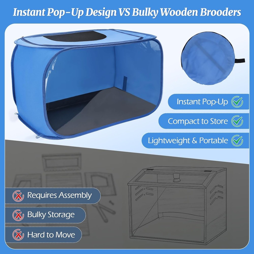 Portable Foldable Chick Brooder Kit with Clear Window for Easy Viewing