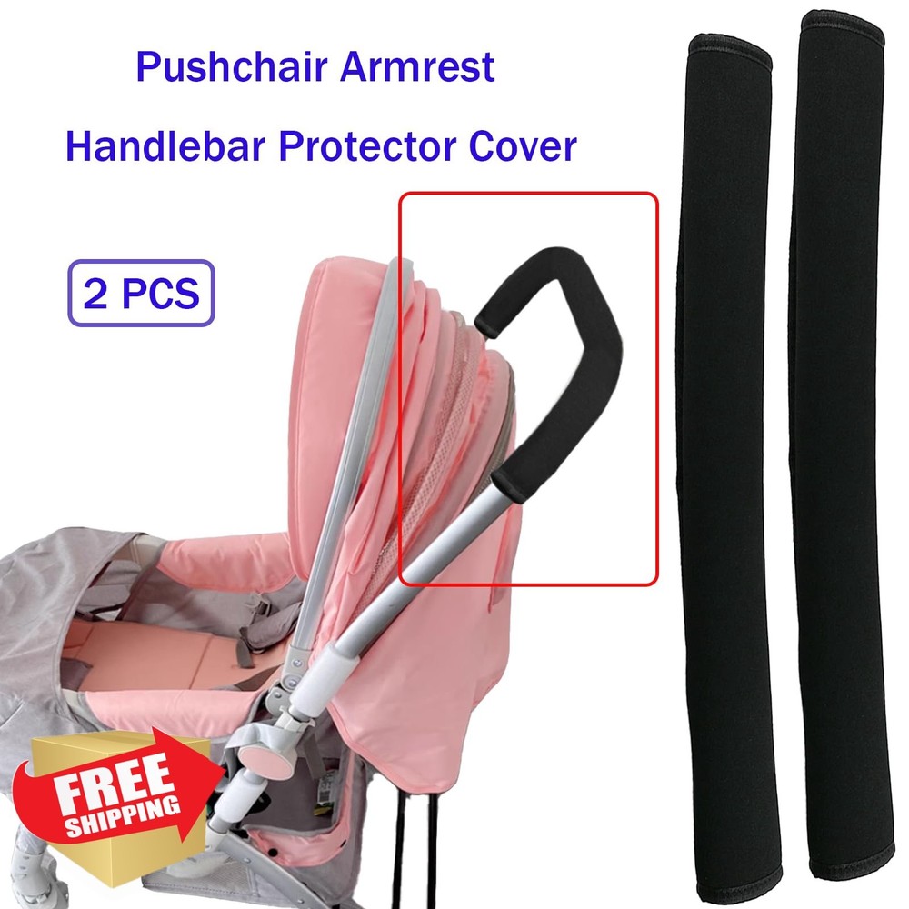 2pc Stroller Armrest Handle Covers Pram Grip Bar Replacement Black