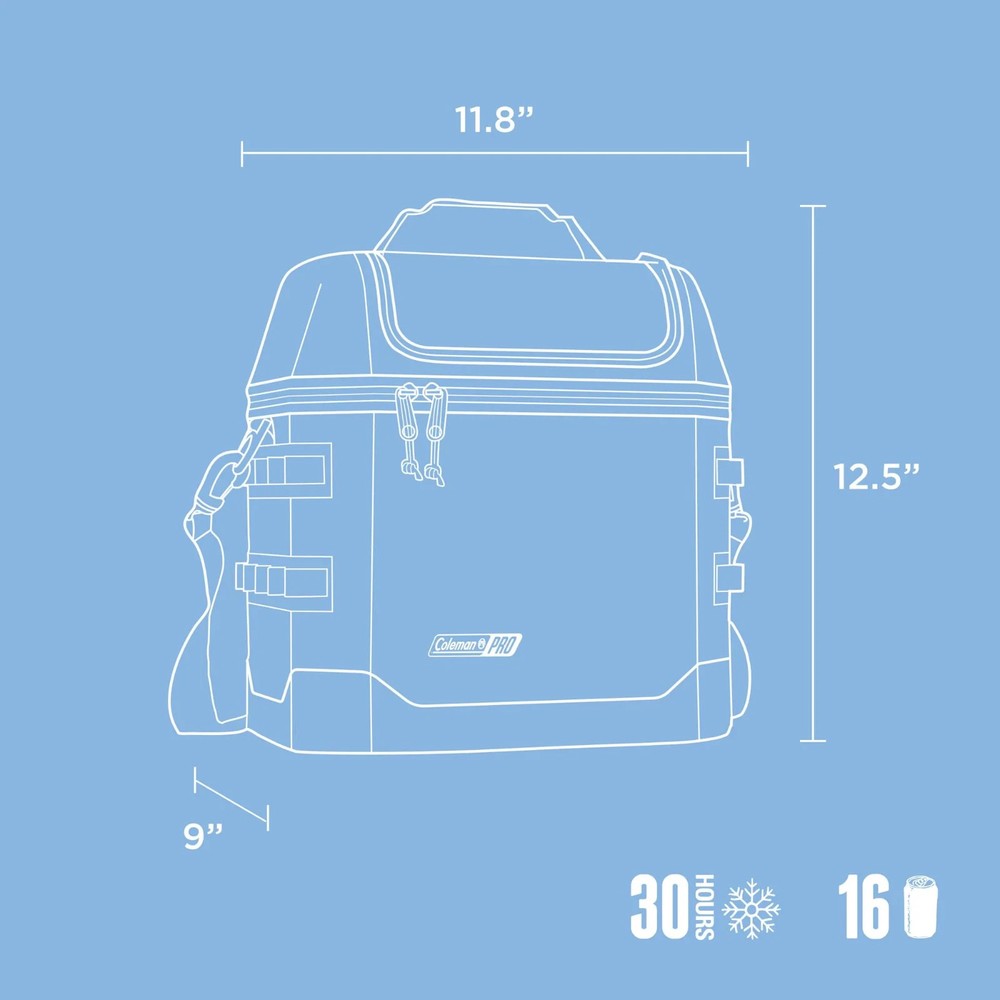 Coleman Pro Soft Cooler 16 Can Capacity Sky Blue Carry Strap Handle